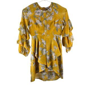 Chriselle J.O.A. Floral Tiered Box Pleat Flowy Lined Party Dress Size XL